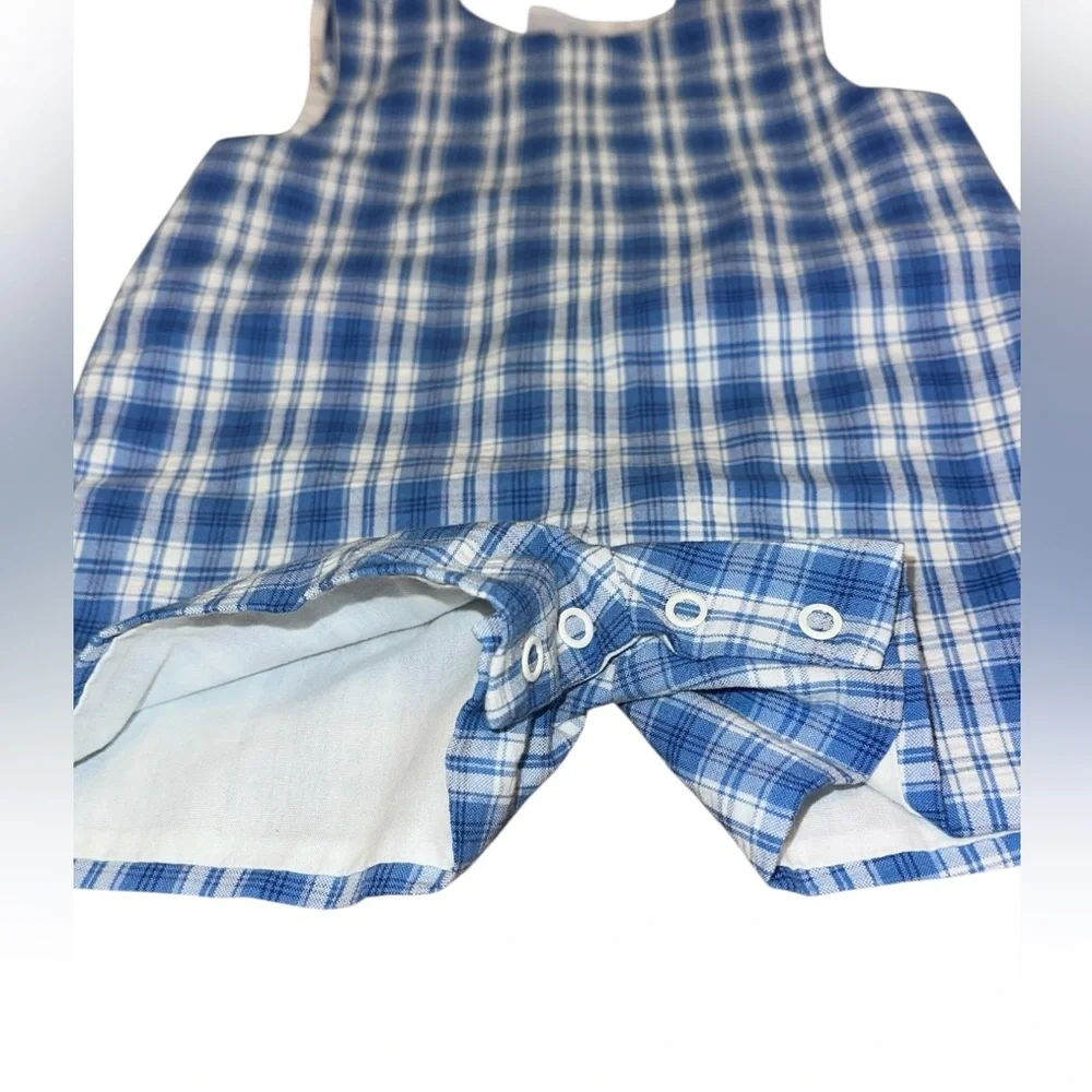 Vintage Kelly’s Kids Baby Romper Blue Plaid‎ One-Piece 12 Months Lined